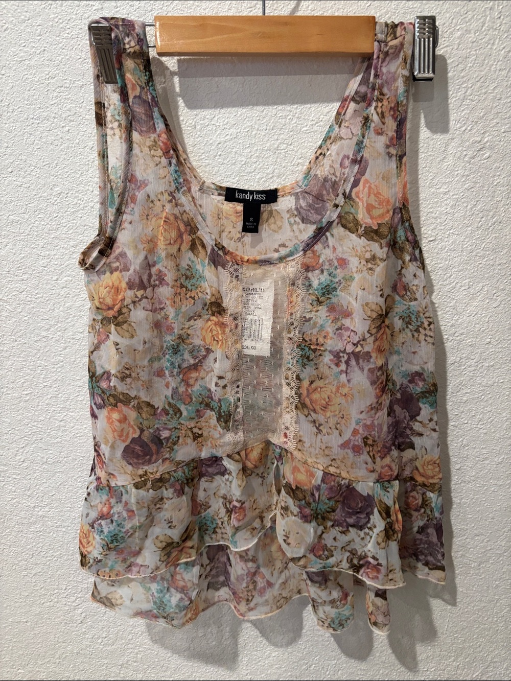 Floral Tiered Sheer Tank Top - Multicolor